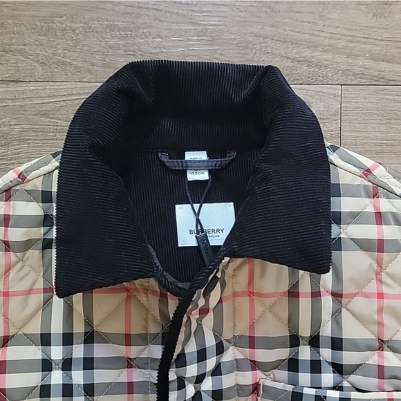 Kids Burberry Beige Plaid Jacket with Black Trim - Picture 2 of 6